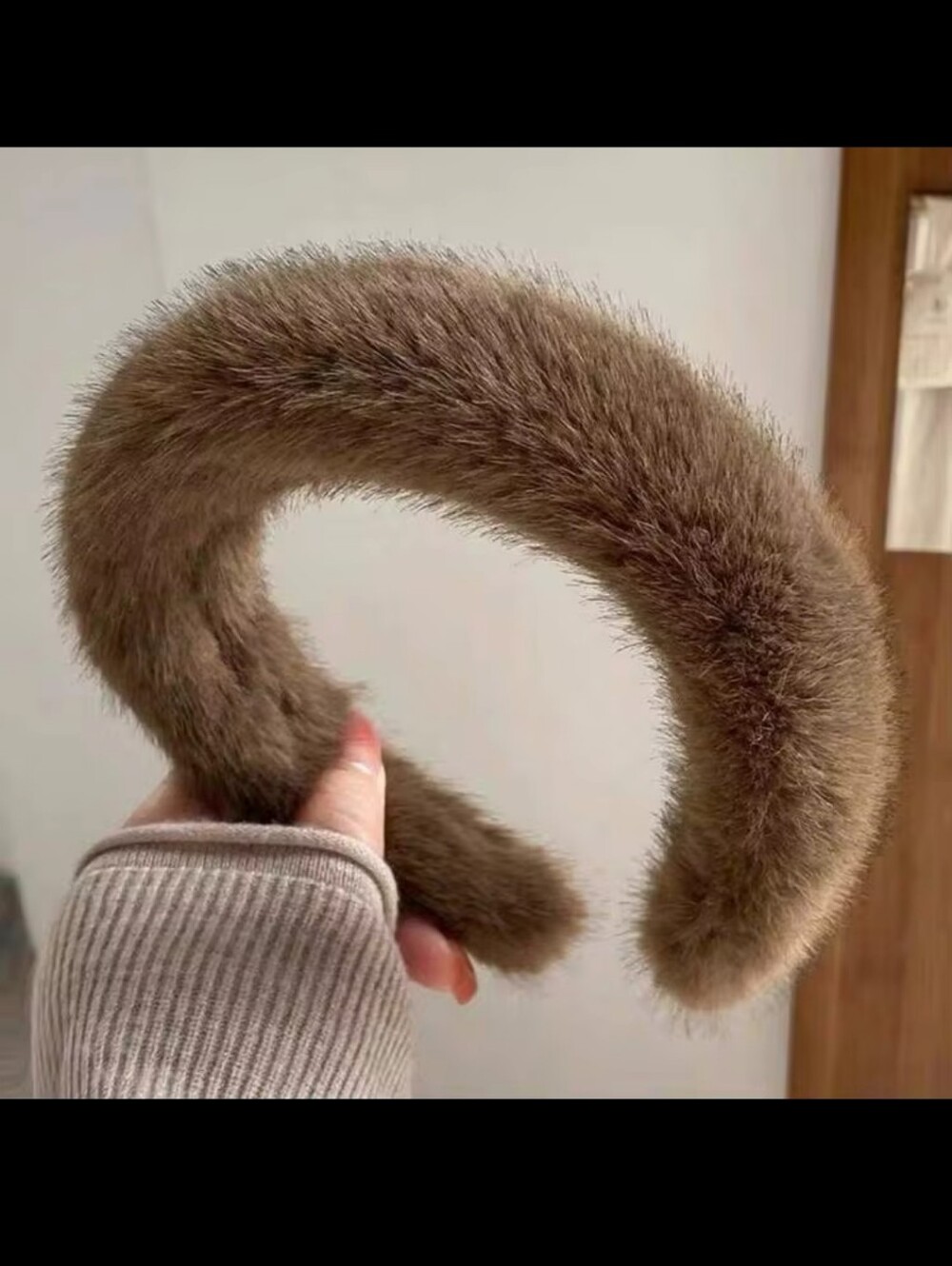 Plush Faux Fur Headband in Taupe Brown - Cozy Hair Accessory